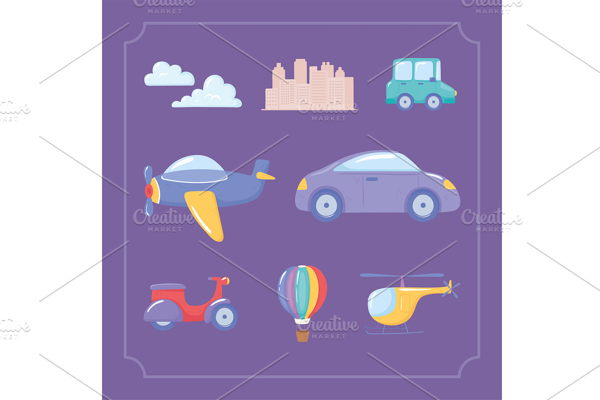 transport variety cartoon, a Transportation Illustration by studiogstock