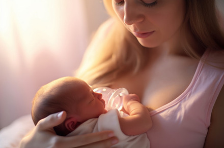 Young mother with newborn baby at home, closeup. Baby care conce, a Person Photo by AS photostudio