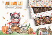 Autumn Cat, a Decorative Illustration by Watercolor by Tonia Tkach (Thumbnail 1 of 7)