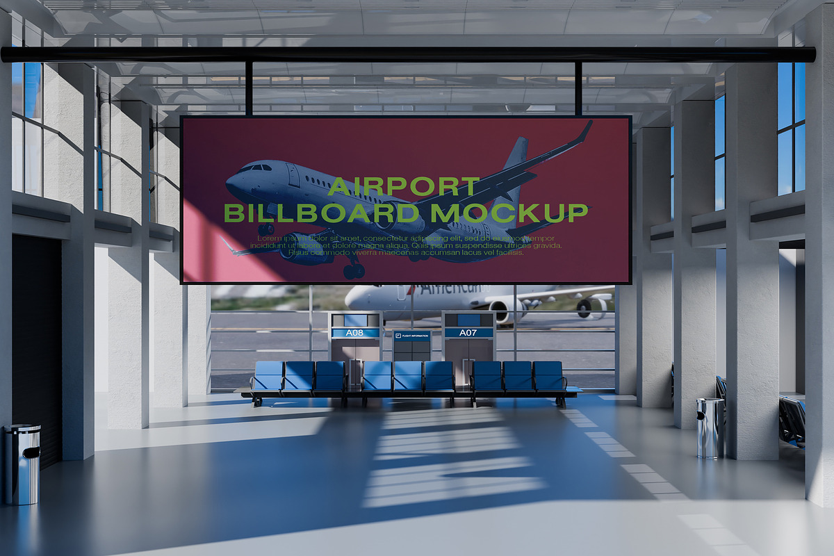 Airport Advertising Billboard Mockup, an Advertising Mockup by made_by_nope (Photo 5 of 7)