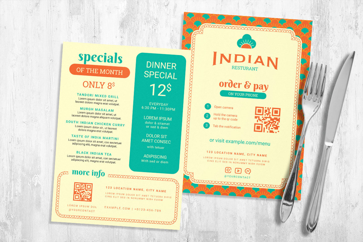 Indian Restaurant Menu Template, a Flyer Template by BrandPacks (Photo 3 of 5)