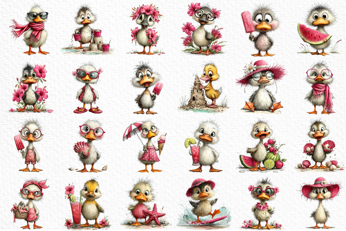 Summer Ducklings Clipart PNG, an Illustration by Craft Nest (Photo 6 of 12)