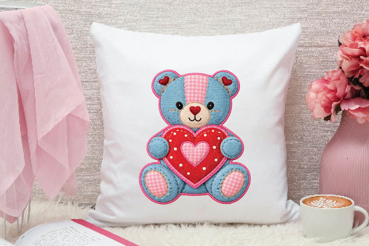 Patchwork Valentine Love Teddy Bear, an Illustration by DreamPrint404 (Photo 2 of 8)