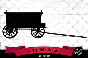 Old Wooden Wagon Silhouette Vector