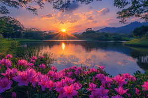 A breathtaking sunset paints the sky, a Photo by Pavel_design
