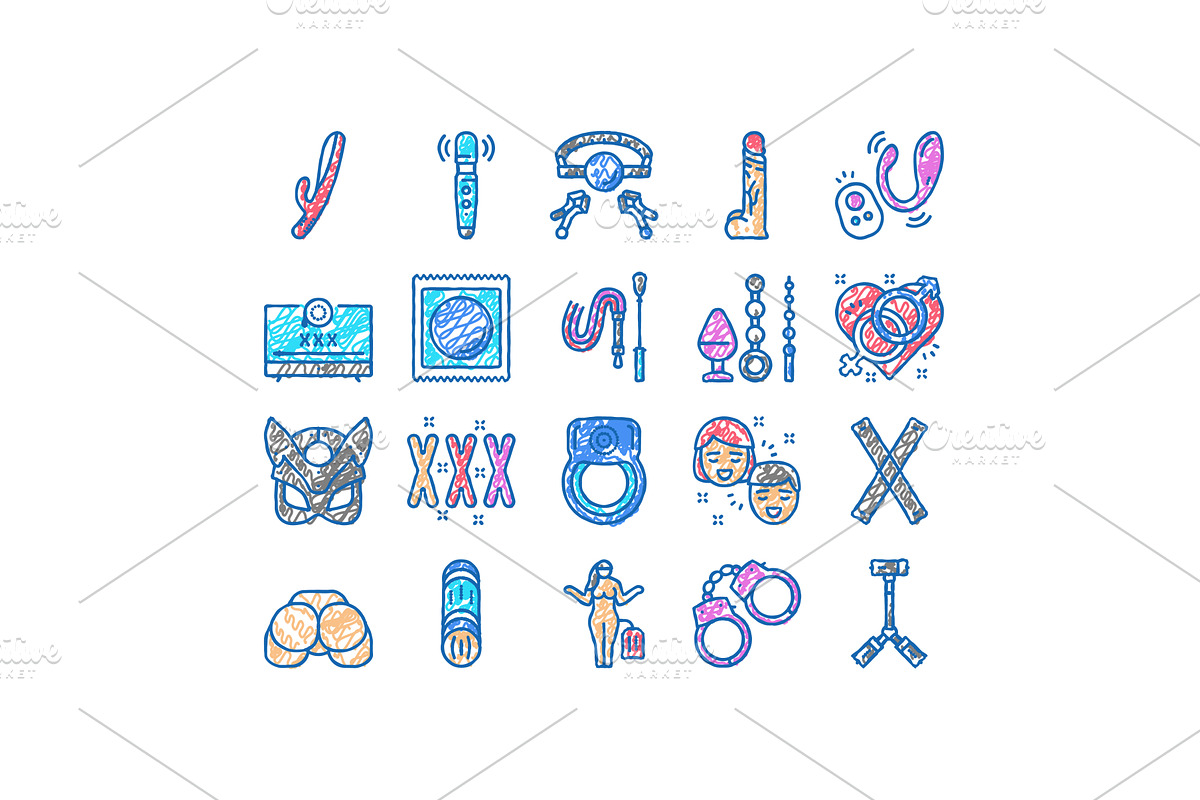 Sex Toy And Sexy Accessories Icons, an Object Illustration by pikepicture