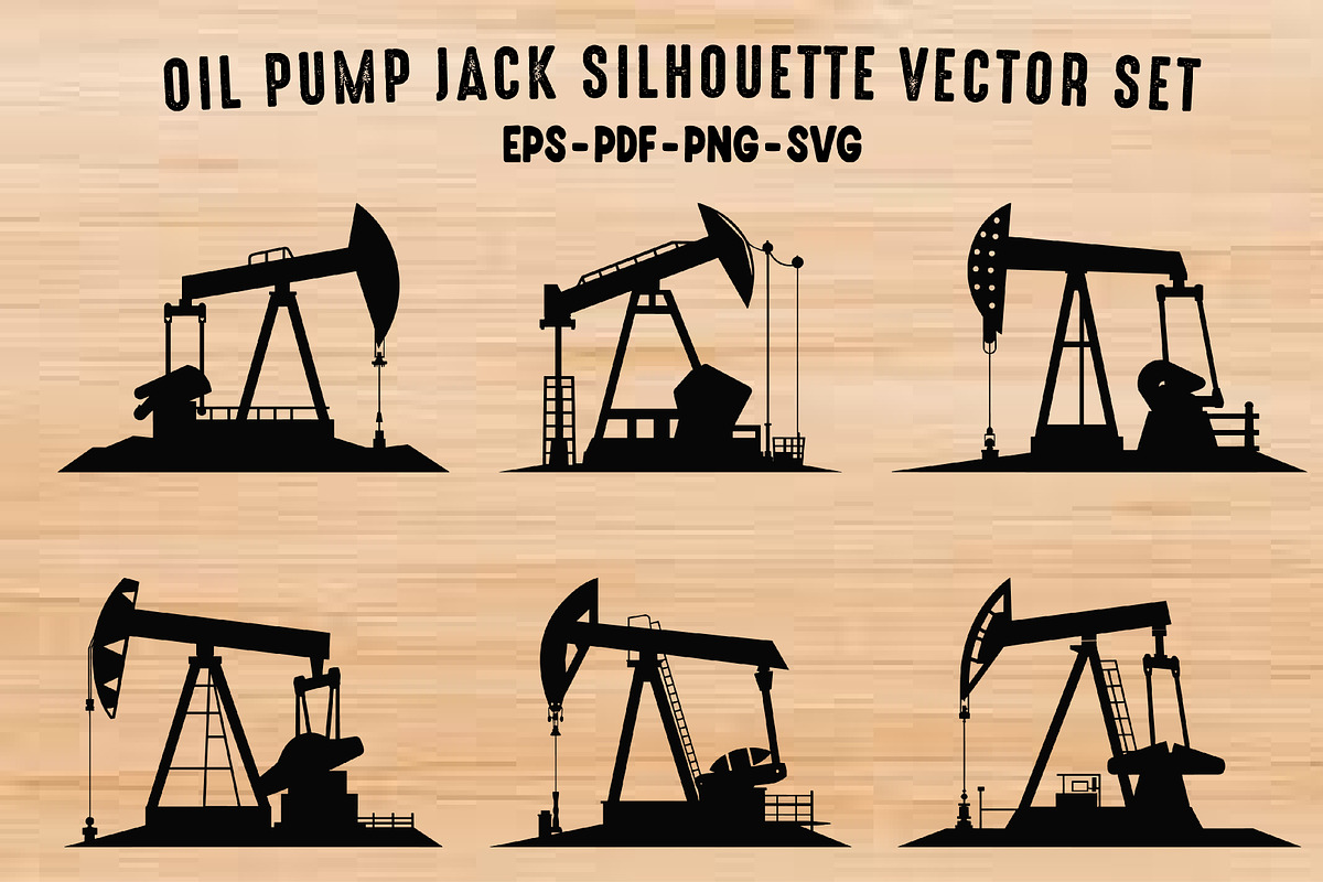 Oil Pump Jack Silhouette Vector Set, a Transportation Illustration by Gfx Expert Team (Photo 1 of 3)