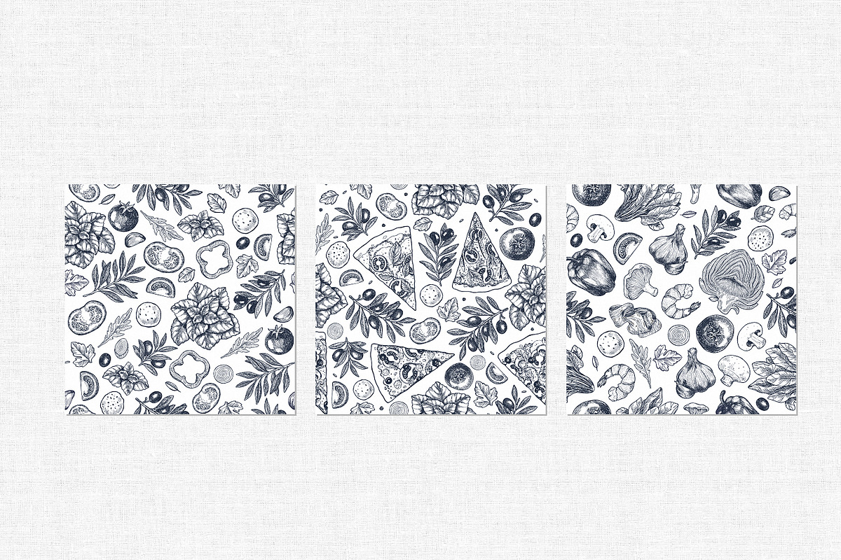 PIZZA ingredients illustrations, a Food Illustration by adehoidar (Photo 4 of 9)
