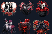 Gothic Valentine's Day Clipart, a Seasonal Illustration by GiraffeCreative (Thumbnail 7 of 9)