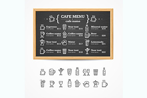 Menu Black Board. Vector