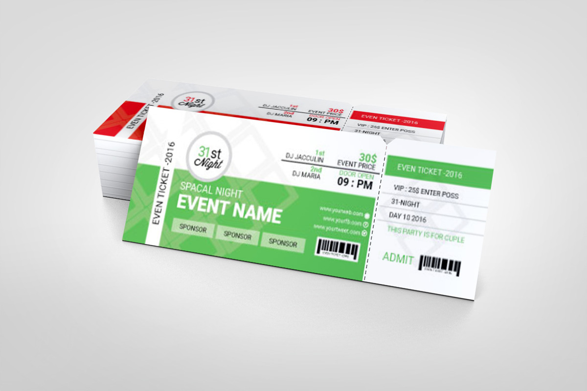 Professional Event Ticket Template, a Card Template by BrandlyTemplate (Photo 2 of 3)