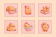 Kawaii Capybara - Pack 2, an Animal Illustration by AleksAbramova (Thumbnail 2 of 12)