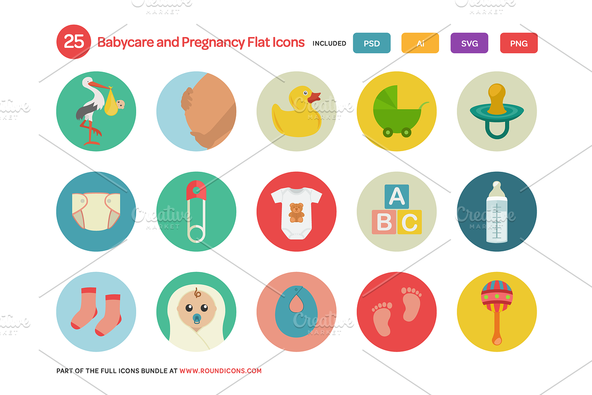 Babycare and Pregnancy Flat Icons Se preview 2
