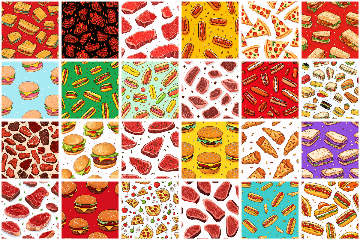 Fast Food Seamless Pattern, a Pattern Graphic by Forhadx5 (Photo 4 of 7)
