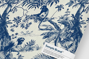 MONKEY JUNGLE TOILE Seamless Pattern