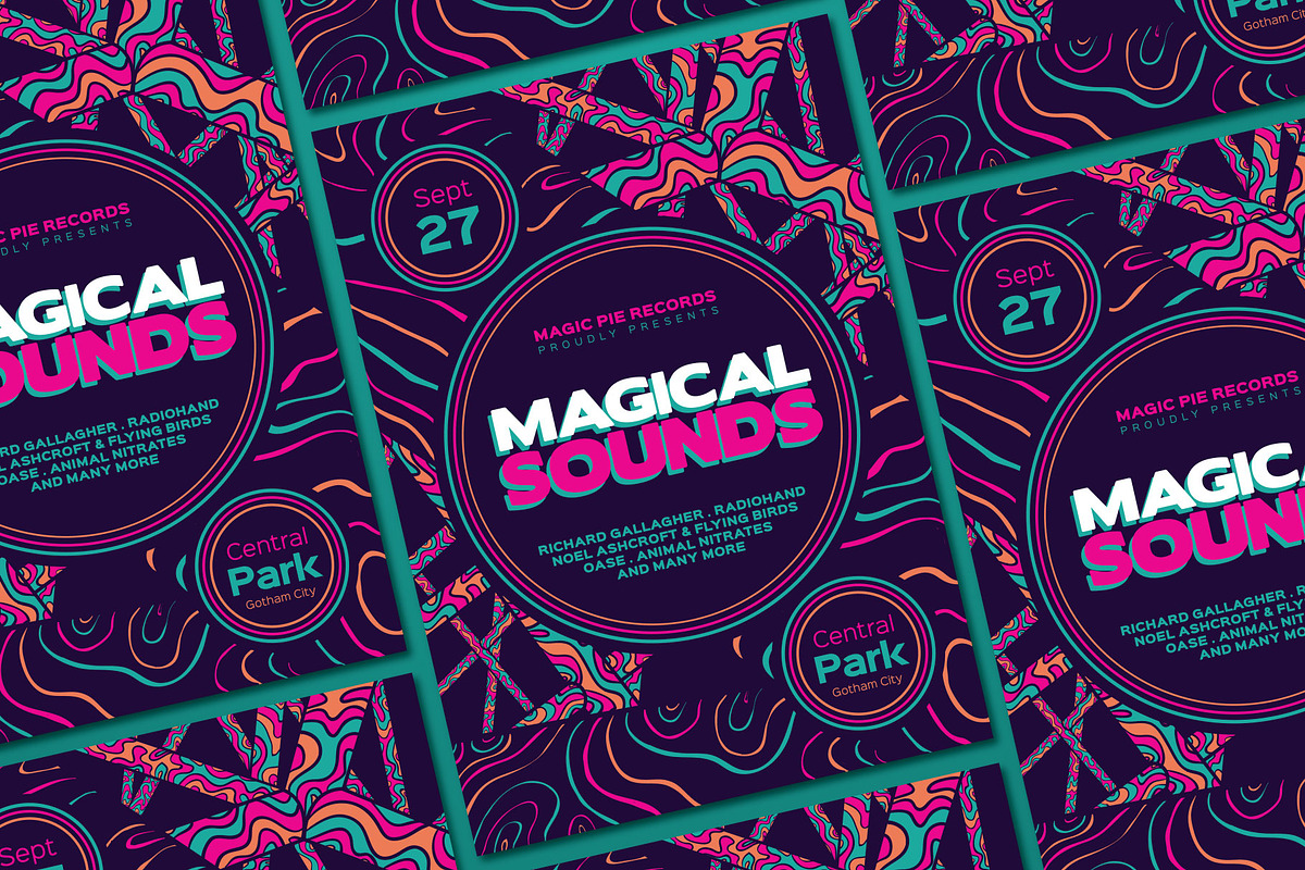 Magical Sounds Psychedelic Flyer, a Flyer Template by ashenterprise (Photo 3 of 3)