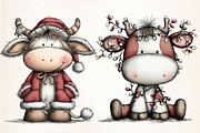 Whimsical Christmas Cow Clipart, an Illustration by Dream Creation (Thumbnail 2 of 8)