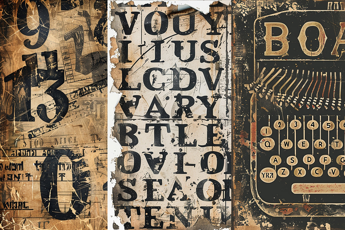 Grunge Letters Number Digital Papers, a Background Graphic by BonaDesigns (Photo 2 of 5)