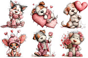 Whimsical Valentine Dogs Clipart, an Illustration by DreamArtGraphic (Thumbnail 2 of 5)