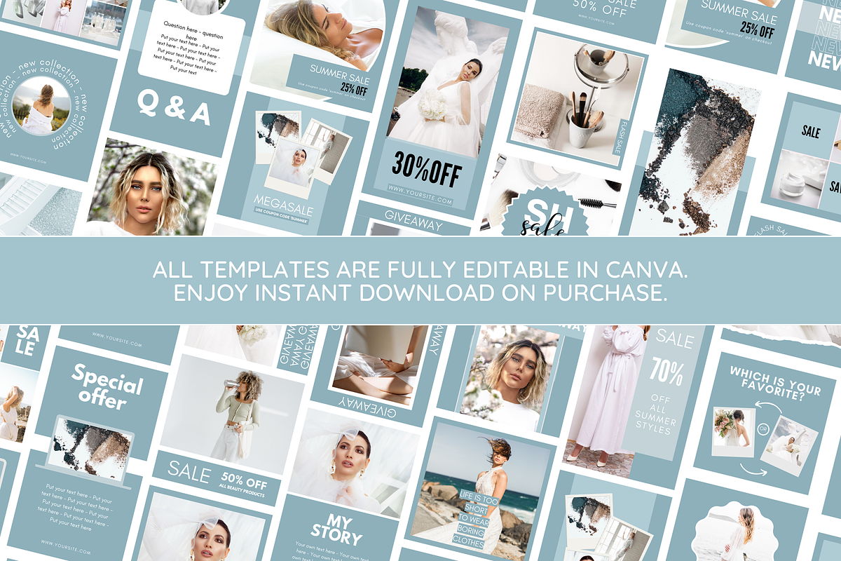 Blue Instagram Templates Bundle, a Social Media Template by SunshineStudioBoutique (Photo 2 of 10)