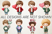 Watercolor Valentine Boys Cliparts, an Illustration by RobertsArt (Thumbnail 5 of 6)