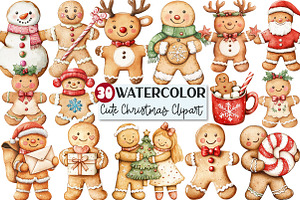 Cute Christmas Gingerbread Man Clipa, an Illustration by Rose Art