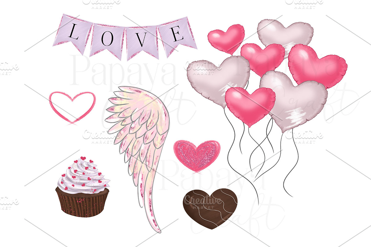 Valentines Day Clipart, an Illustration by Papaya Craft (Photo 3 of 4)