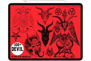 Devil - Procreate Tattoo Stamp Set