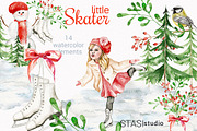 Watercolor Christmas Clipart, a Seasonal Illustration by STASIstudio (Thumbnail 1 of 3)