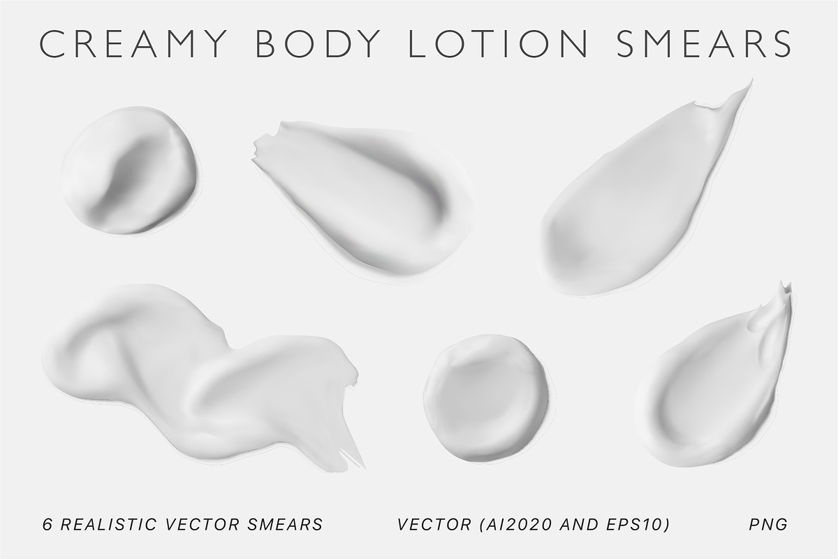 Cosmetic cream smear vector set, a Healthcare Illustration by Olha Kozachenko (Photo 1 of 6)