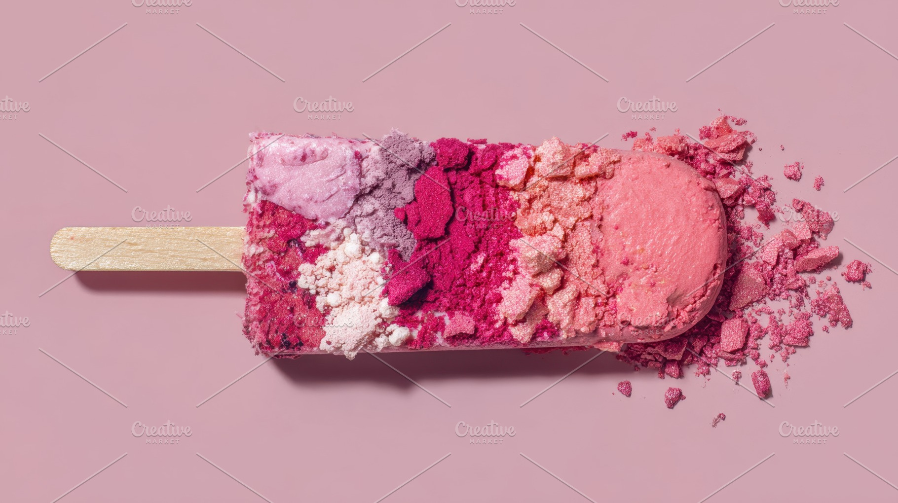 Colorful popsicle on pink surface, a Photo by Beautiful things