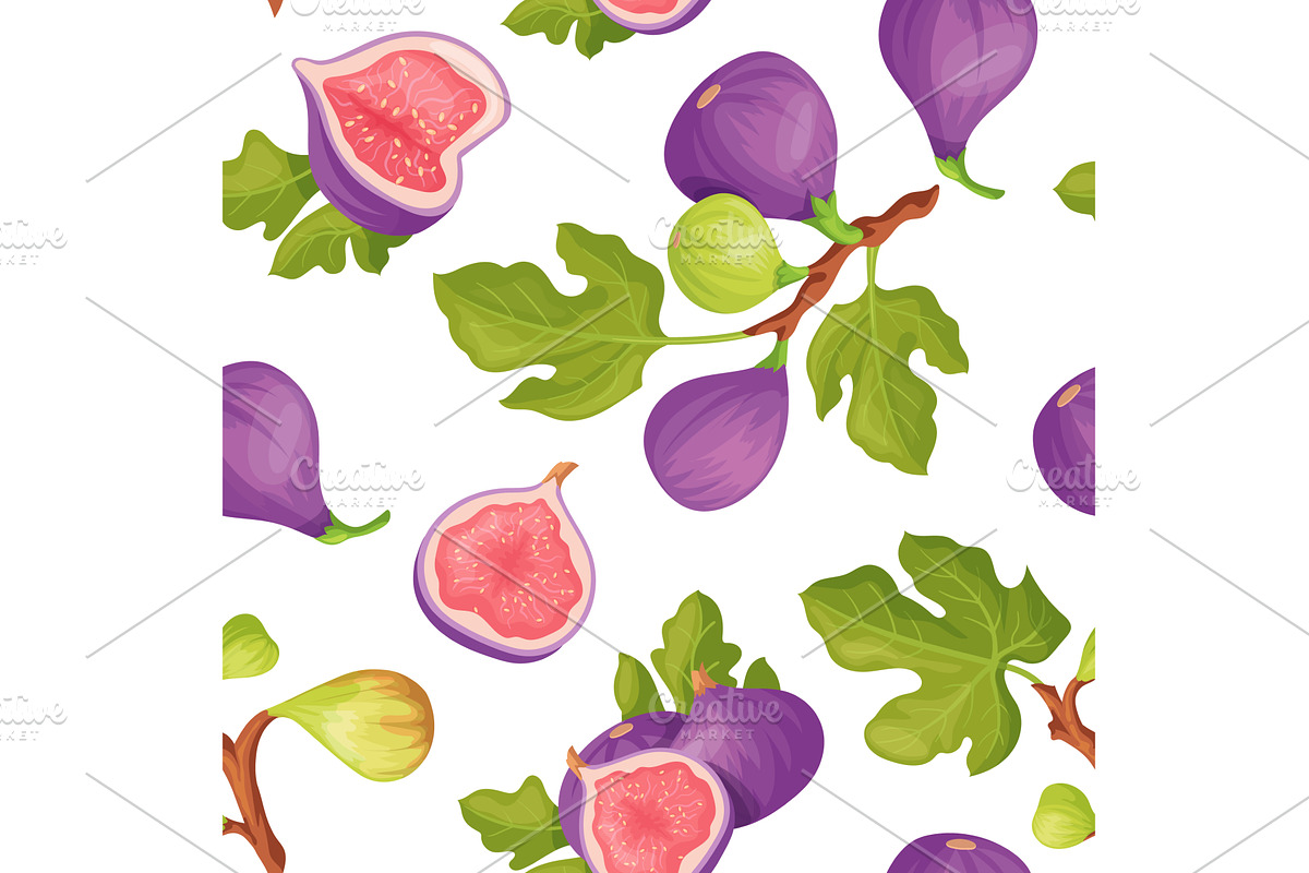 Fig pattern. Figs fruit seamless, a Food Illustration by Stock-Smart-Start