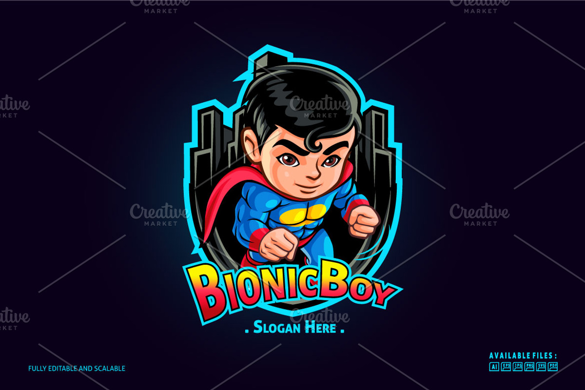 Cartoon Superhero Mascot Logo, a Branding & Logo Template by Kongstones_std (Photo 2 of 5)