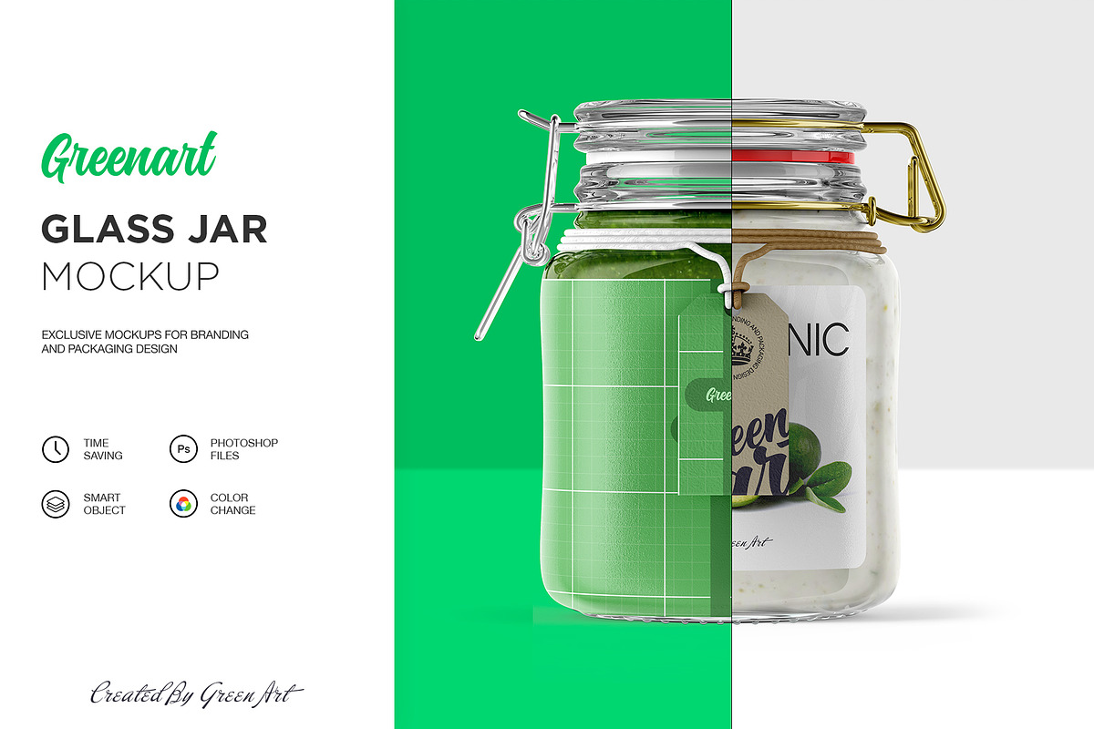 Clear Glass Jar Mockup, a Packaging Mockup by Green Art (Photo 5 of 8)