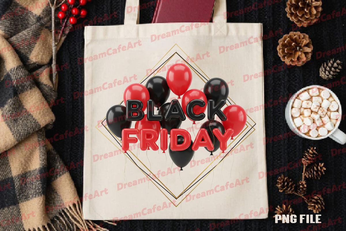 Black Friday Balloons PNG, an Illustration by DreamCafeArt (Photo 4 of 4)