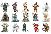 Halloween Elves Clipart PNG Set, an Illustration by Craft Nest (Thumbnail 2 of 4)