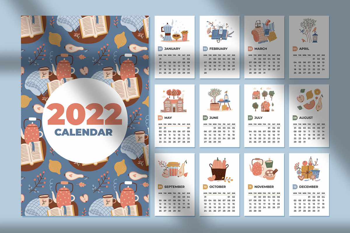 Cozy 2022 calendars collection, a Stationery Template by Lana Sham (Photo 8 of 10)