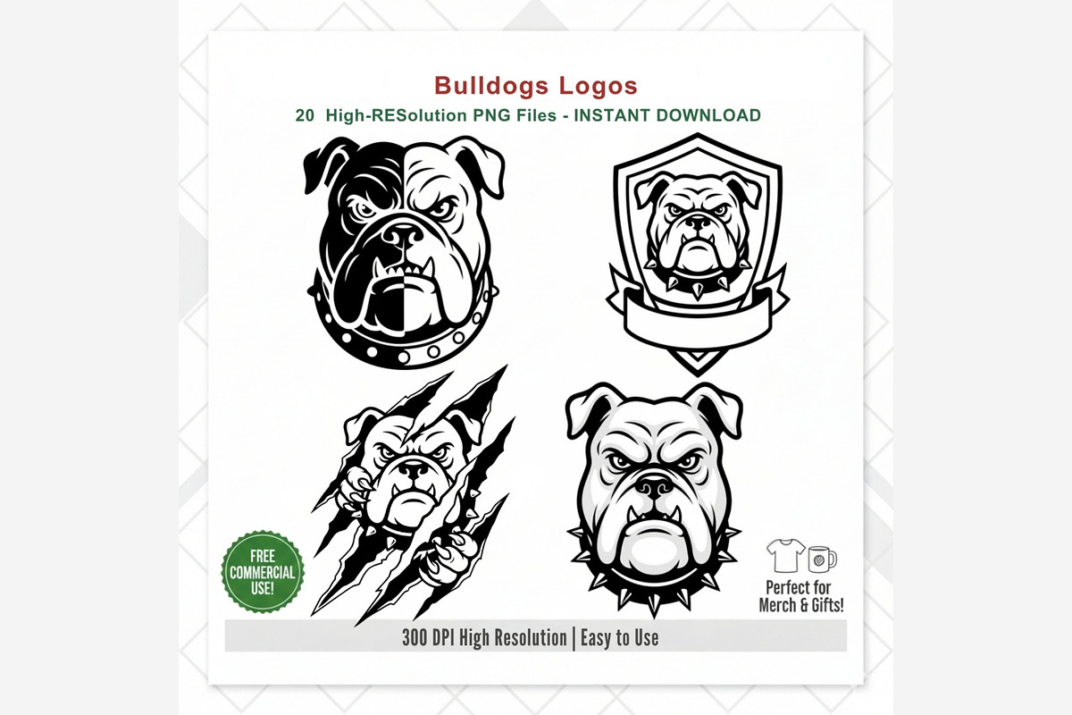 Bulldog Logo Clipart Bundle, a Seasonal Illustration by Tanya Kart (Photo 9 of 9)
