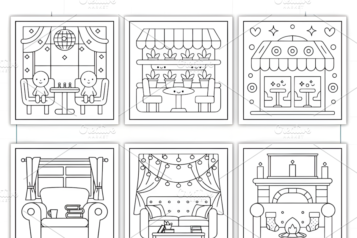 Quiet Time Comfy Hygge Coloring Page, a Decorative Illustration by Ink Gallery (Photo 4 of 4)