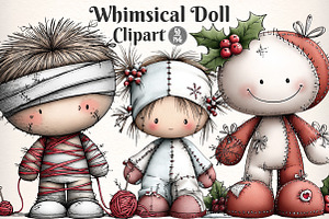 Whimsical Dolls Clipart Bundle, an Illustration by Dream Creation