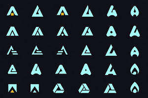 Modern triangular letter A logos, a Solid Icon by ProArt