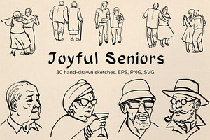 Joyful seniors. 30 illustrations, a Person Illustration by Nadia Murash