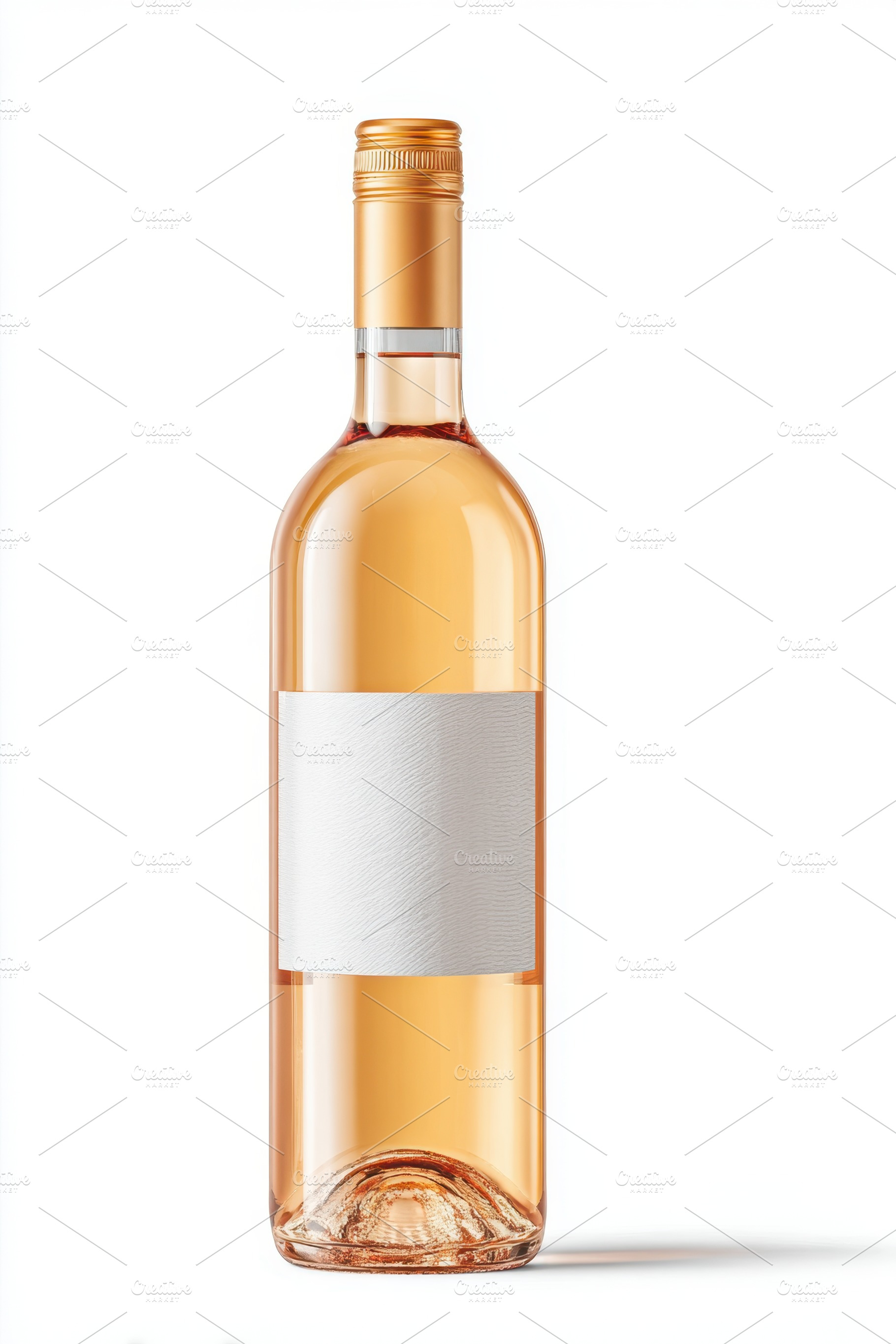 Bottle of rosй wine with white label, a Food & Drink Photo by AlyaAnd