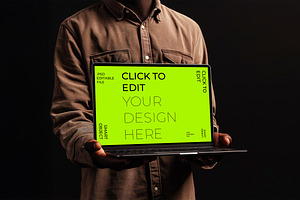 Holding Macbook Mockup