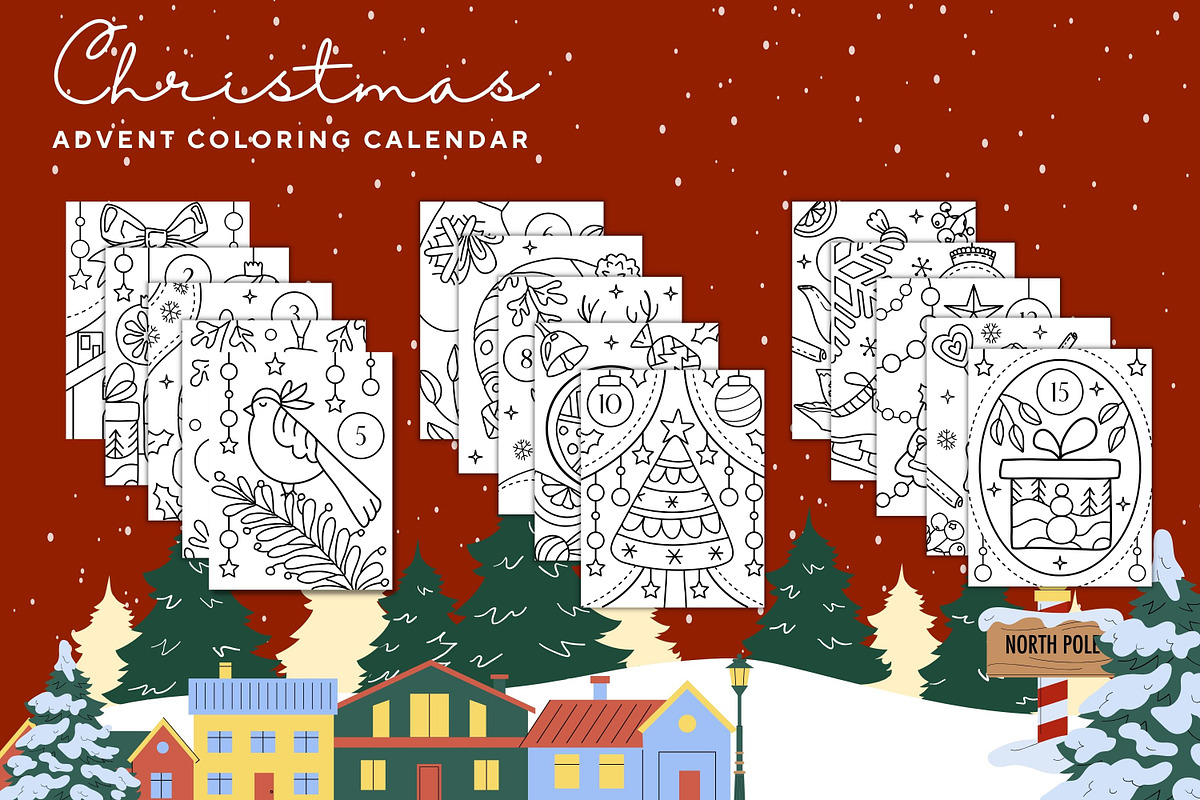 Advent Calendar Coloring Book, a Seasonal Illustration by ChristinaDesigns (Photo 2 of 8)