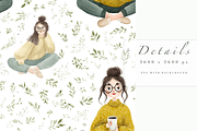 Quirky Girl Seamless Pattern, a Decorative Illustration by Pati Charm Studio (Thumbnail 5 of 7)