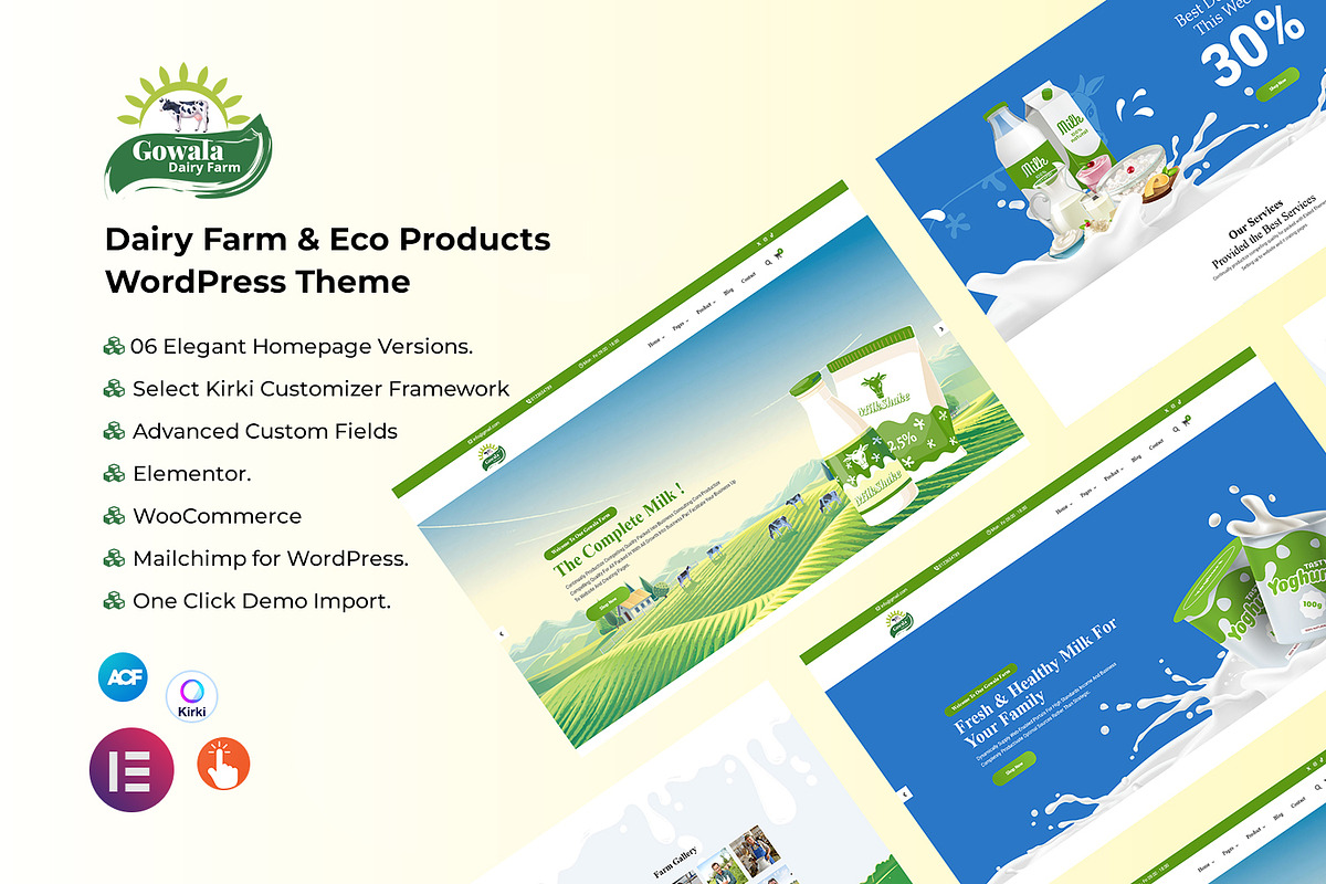 Dairy Farm & Eco Products WP Theme, a WordPress Template by CodexCoder Themes
