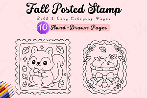 Fall Postage Stamp Coloring Pages
