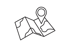 Vector line icon with map, an Outline Icon by Elen_Art
