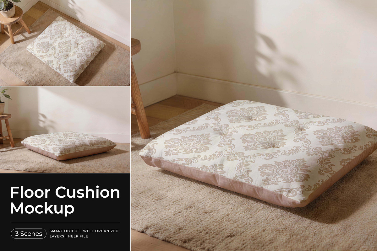 Floor Cushion Mockup, a Merchandise Mockup by Pitchlook.Studio (Photo 1 of 4)